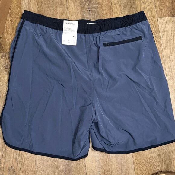 SONOMA Swim Trunks Men’s XL Blue Side pockets zippered back pocket drawstring - Picture 11 of 16